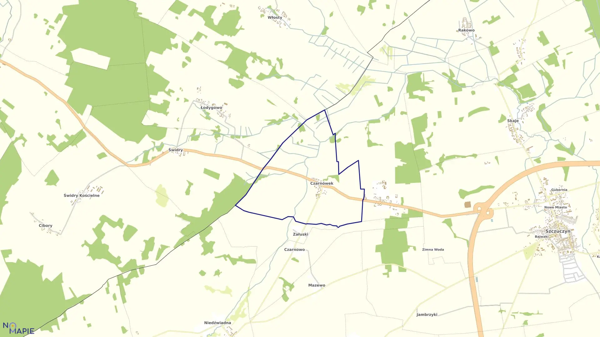 Mapa obrębu CZARNÓWEK w gminie Szczuczyn