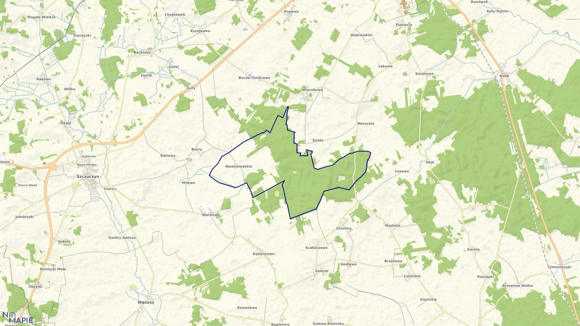 Mapa obrębu NIEDŹWIEDZKIE w gminie Szczuczyn